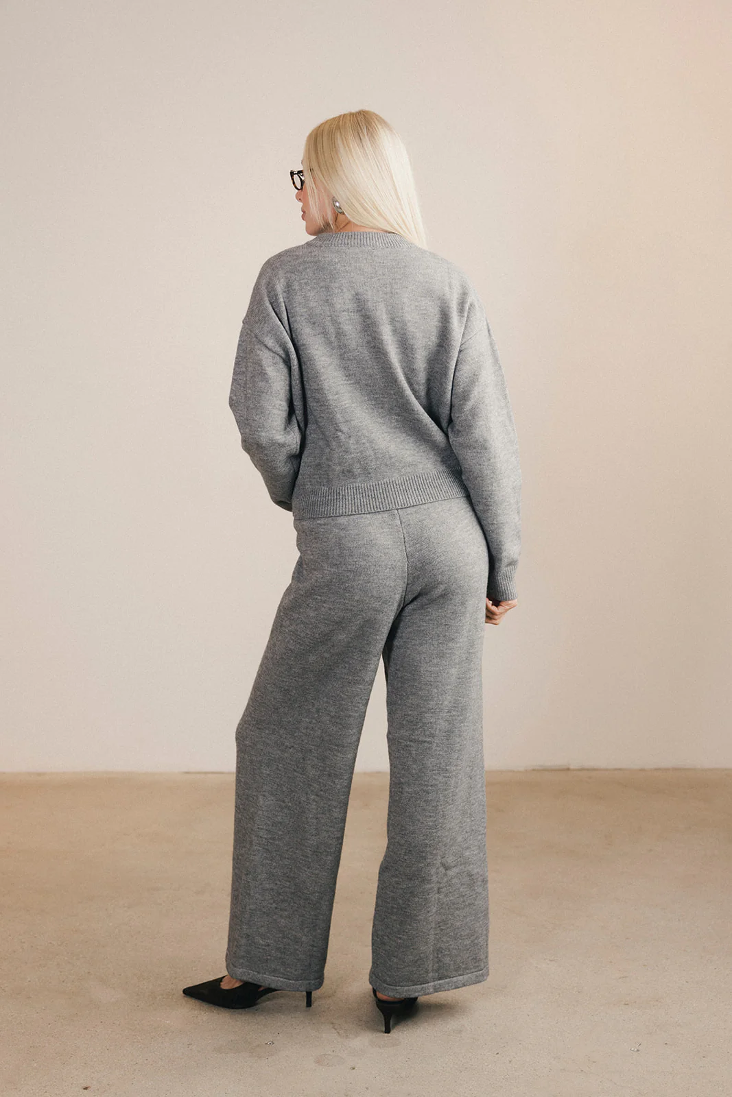 Ashlyn Knit Zip Up Long Sleeve Cardigan And Pants Set - Grey - Image 11