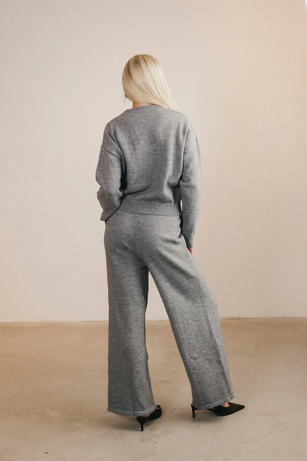 Ashlyn Knit Zip Up Long Sleeve Cardigan And Pants Set - Grey - Image 12