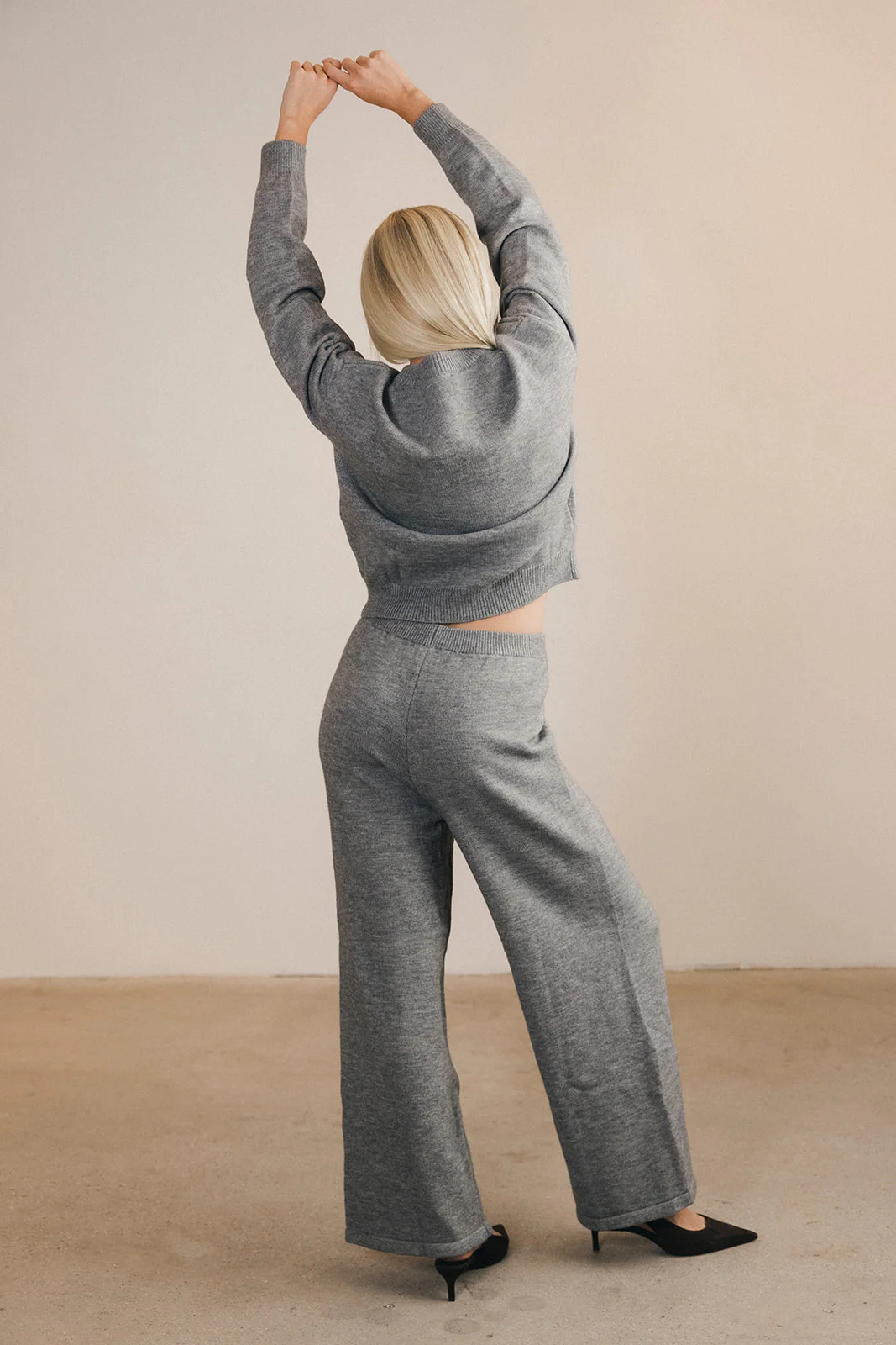 Ashlyn Knit Zip Up Long Sleeve Cardigan And Pants Set - Grey - Image 13