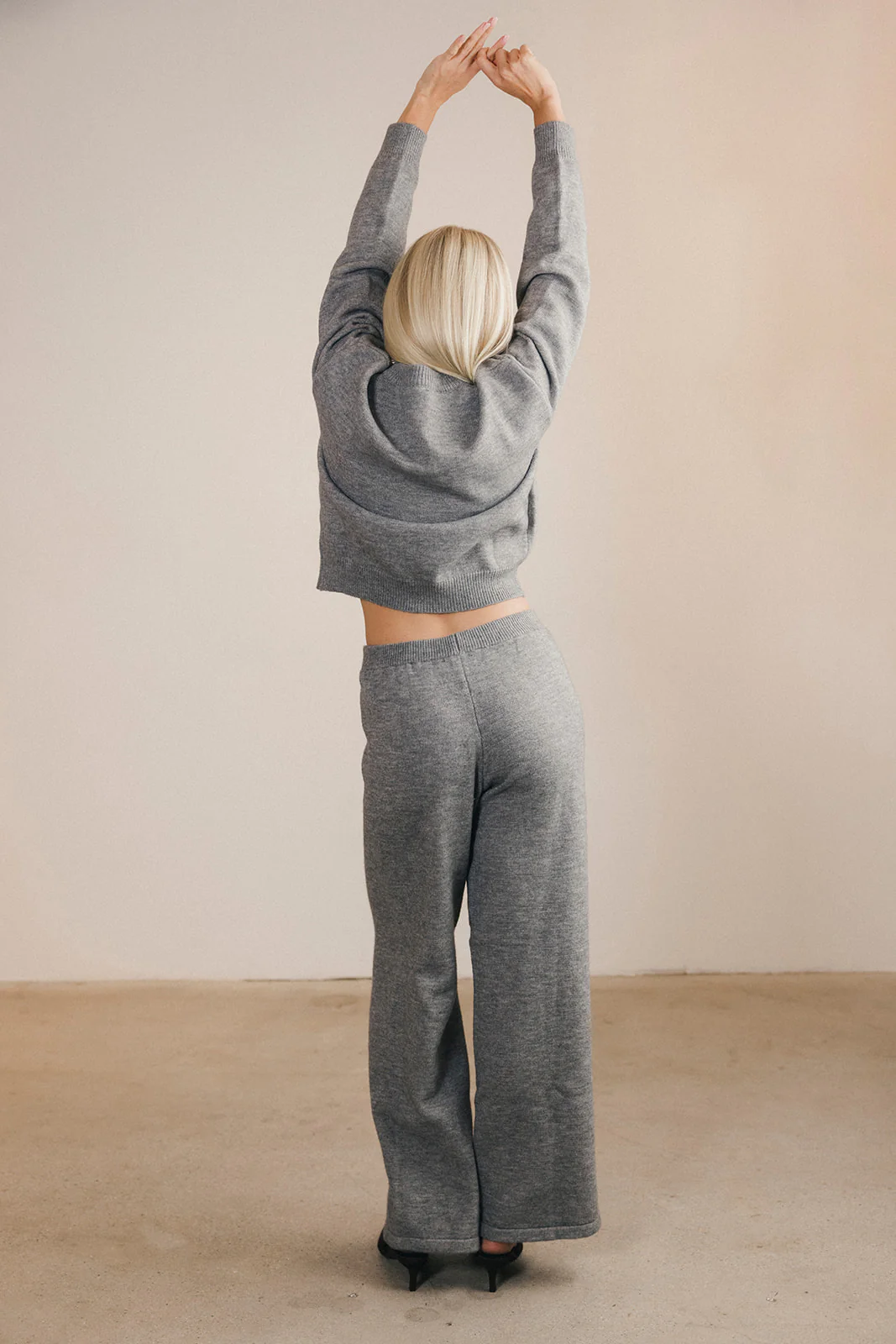 Ashlyn Knit Zip Up Long Sleeve Cardigan And Pants Set - Grey - Image 14