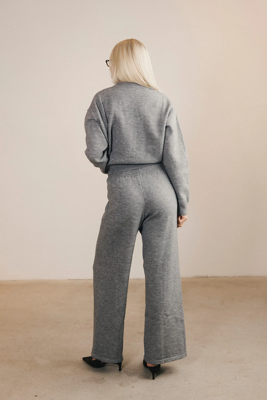 Ashlyn Knit Zip Up Long Sleeve Cardigan And Pants Set - Grey - Image 15