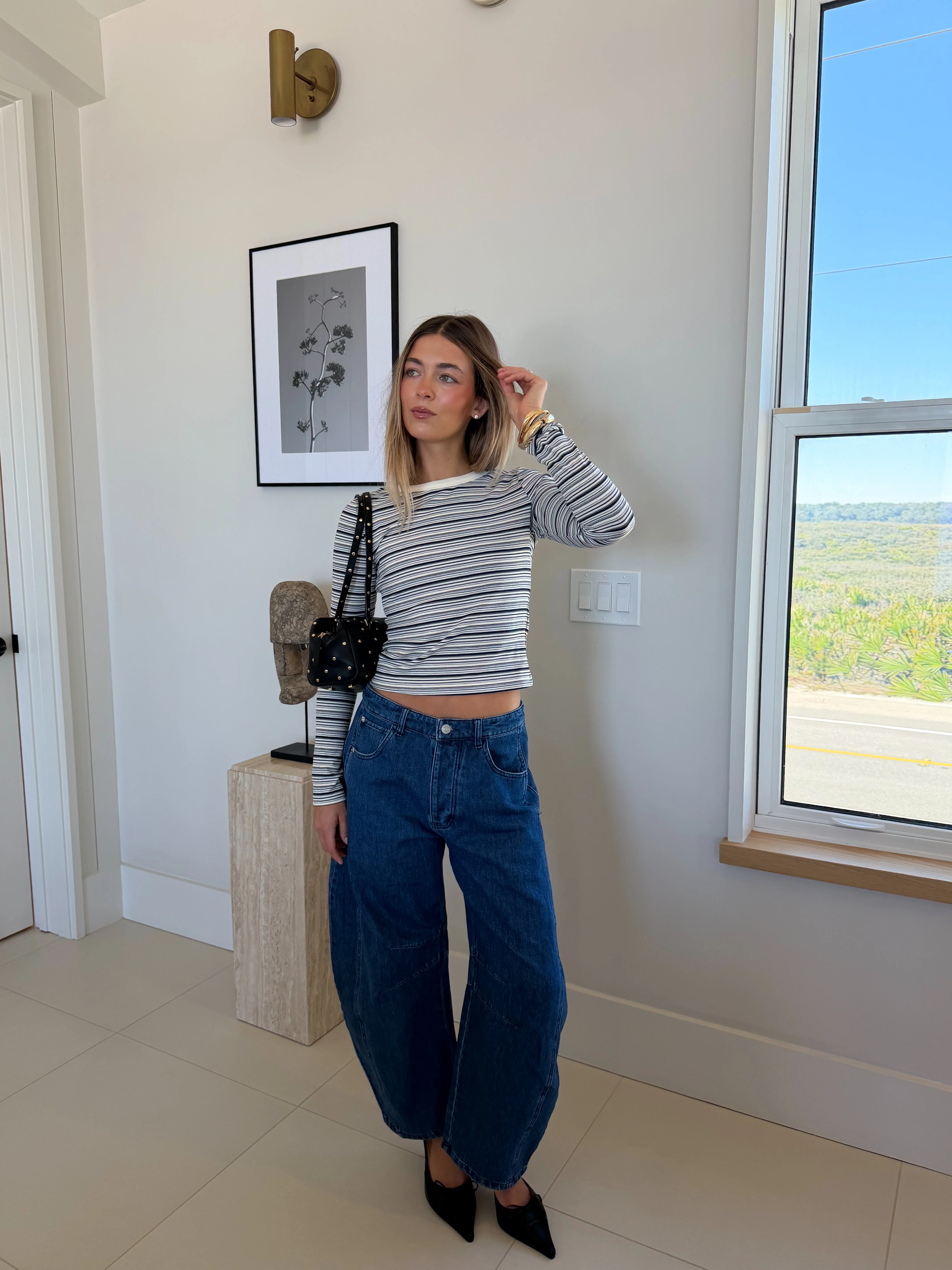 Ava Striped Long Sleeve - Grey Multi - Image 3