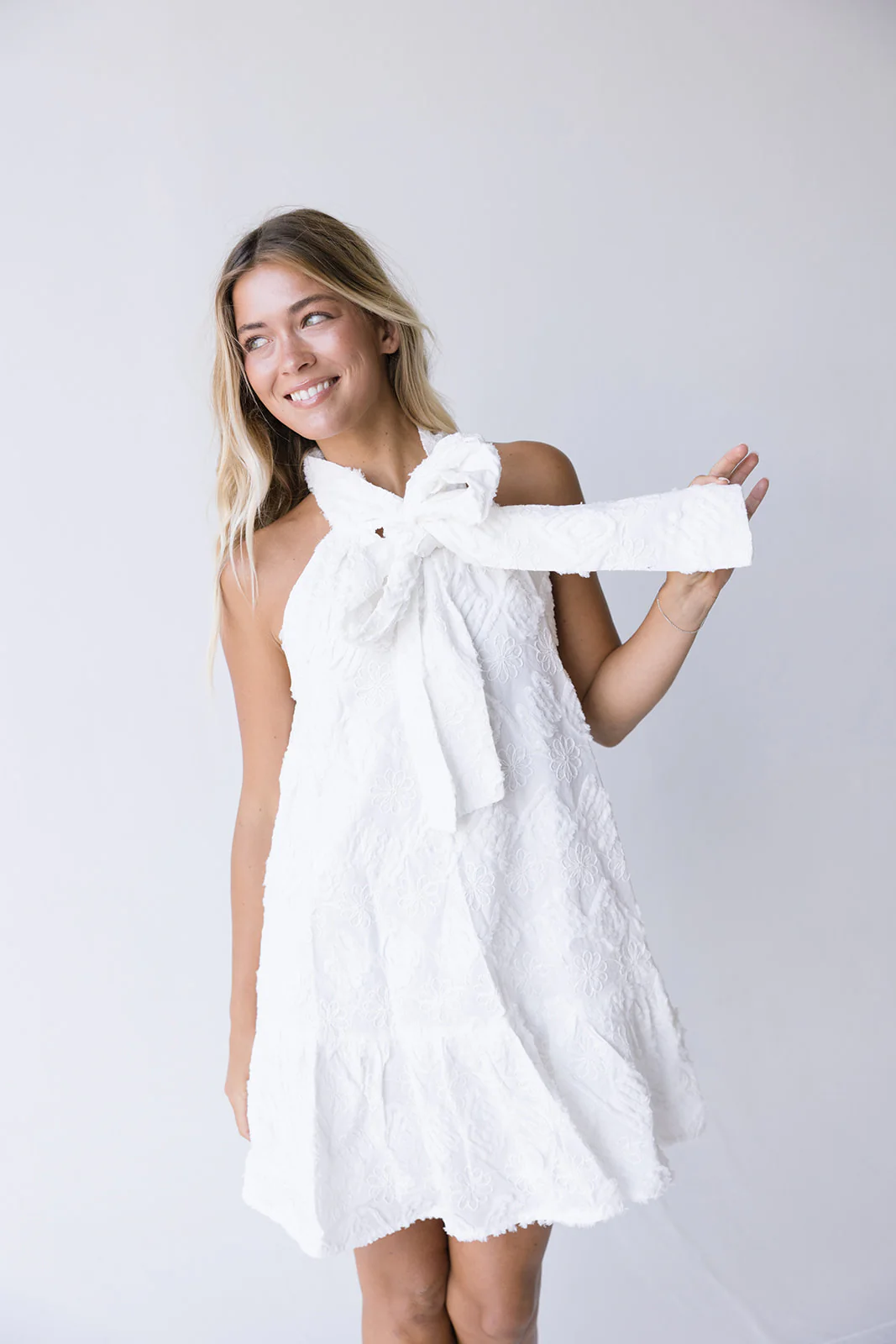 Dixie Halter Neck Mini Dress - Off White - Image 6