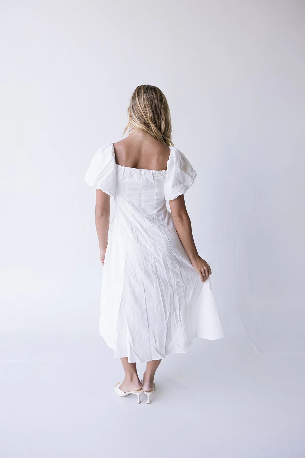 Dune Puff Sleeve Midi Dress - White - Image 5