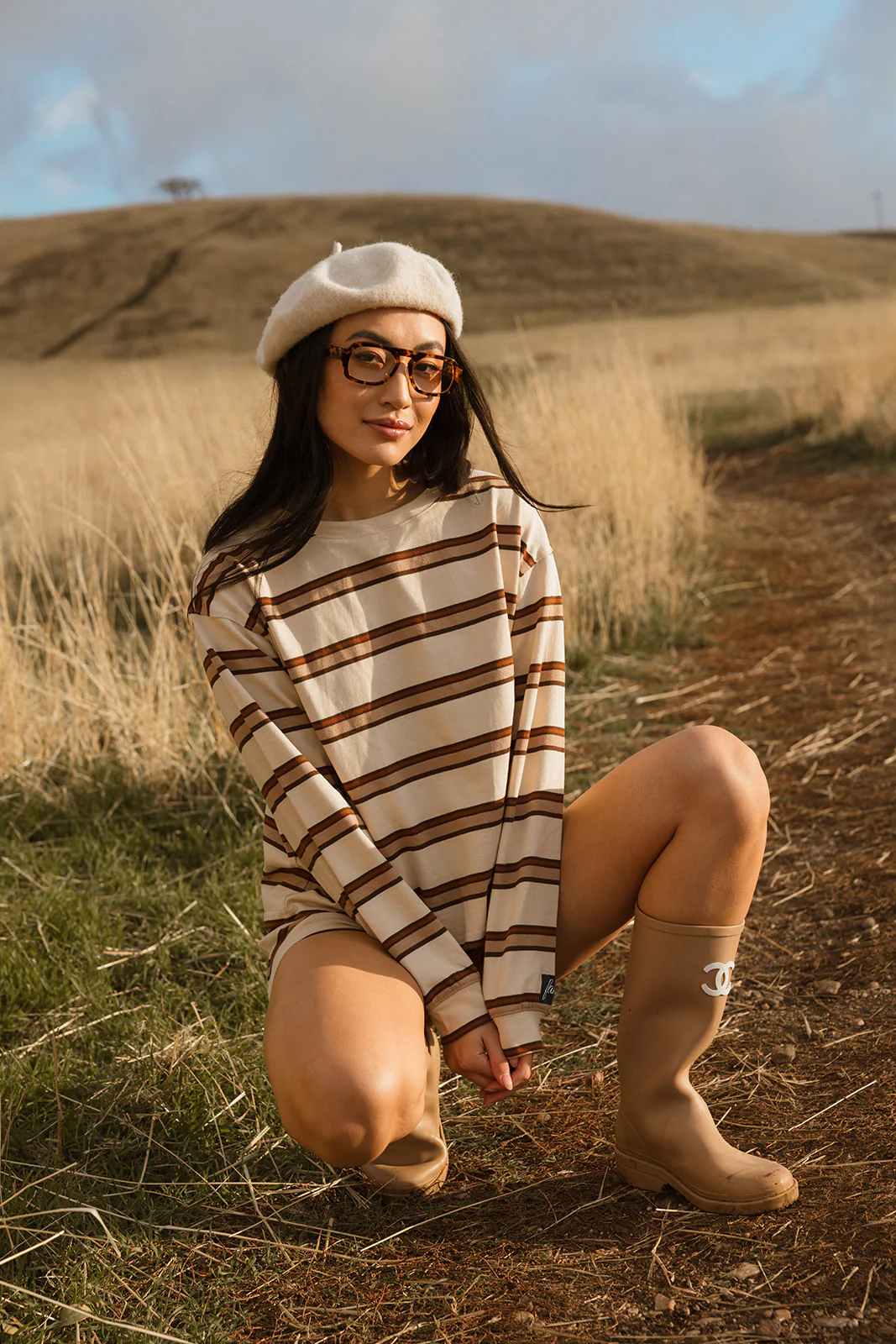 Fancy Button Striped Shorts - Desert Sand Brown - Image 18