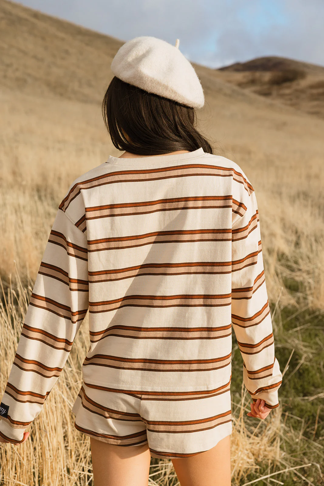 Fancy Button Striped Shorts - Desert Sand Brown - Image 25
