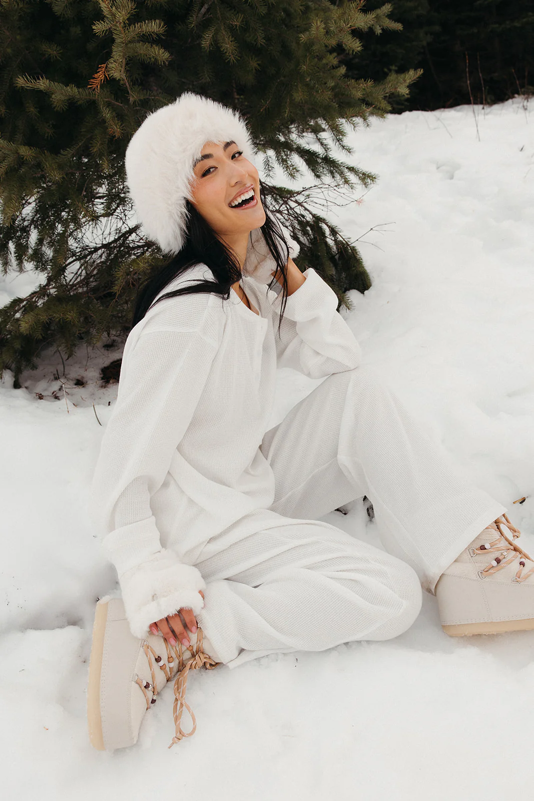 Fancy Buttoned Waffle Long Sleeve - Snow White - Image 10