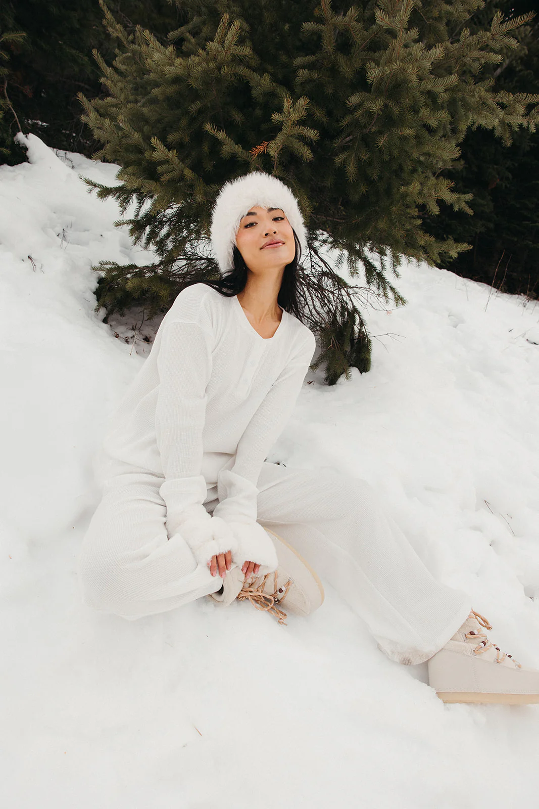 Fancy Buttoned Waffle Long Sleeve - Snow White - Image 12