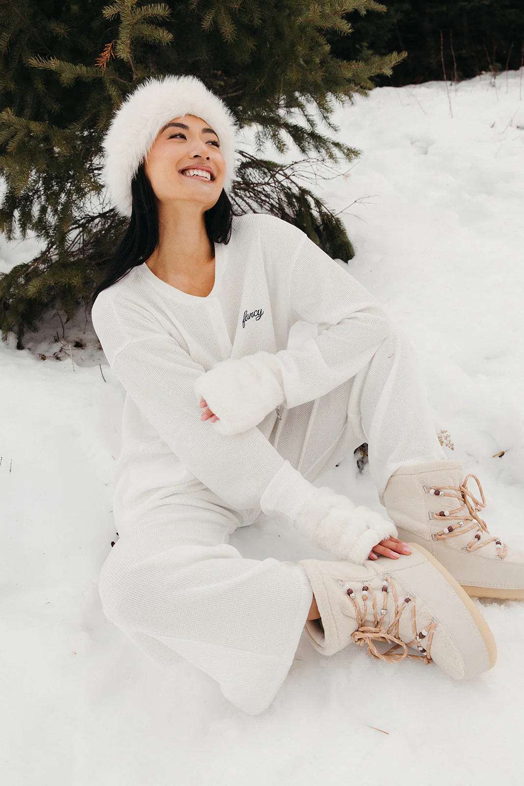 Fancy Buttoned Waffle Long Sleeve - Snow White - Image 24