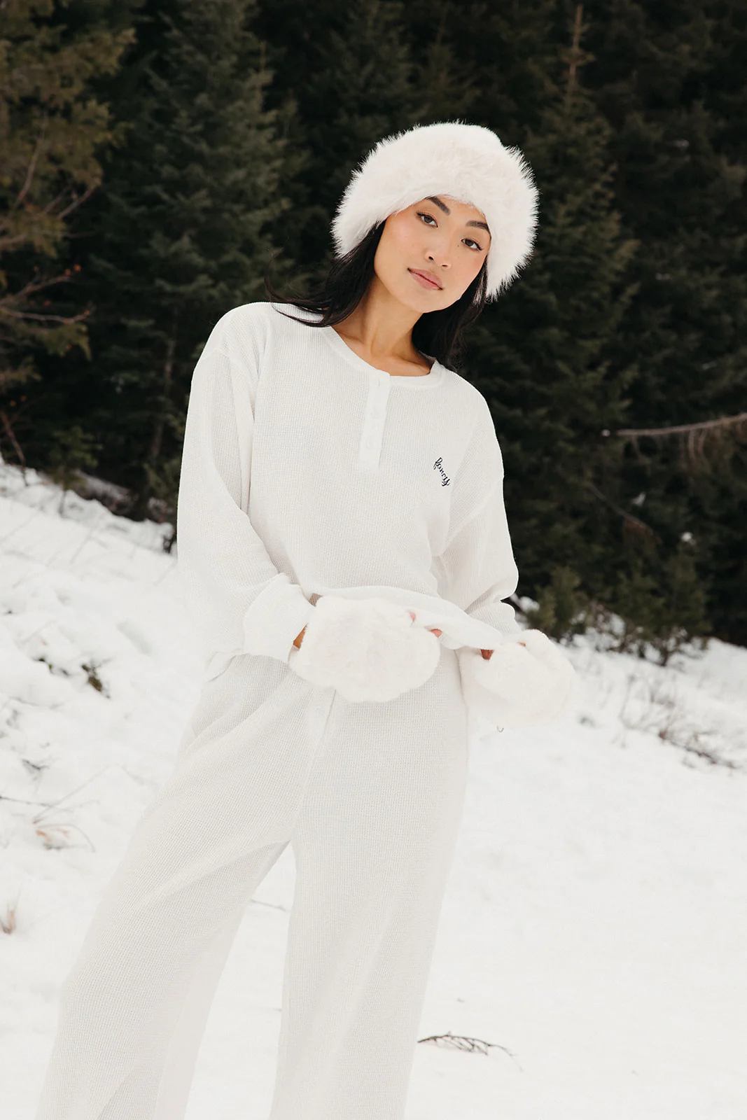 Fancy Buttoned Waffle Long Sleeve - Snow White - Image 26