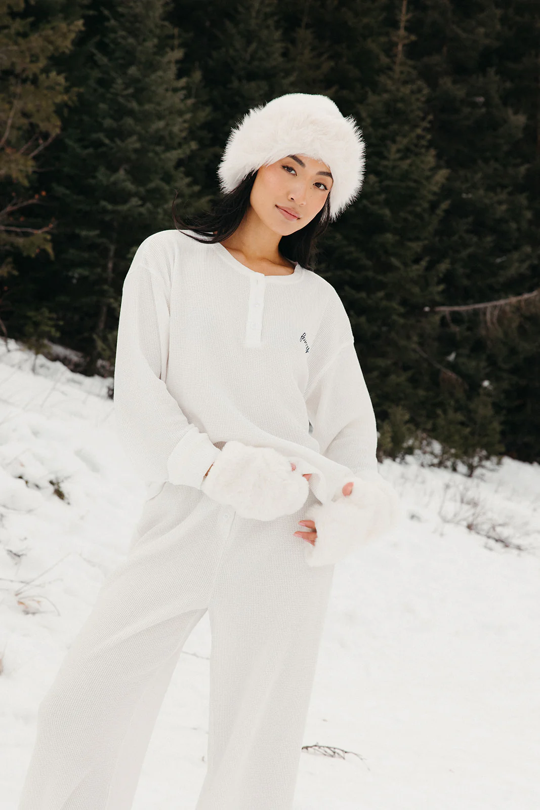 Fancy Buttoned Waffle Long Sleeve - Snow White - Image 27