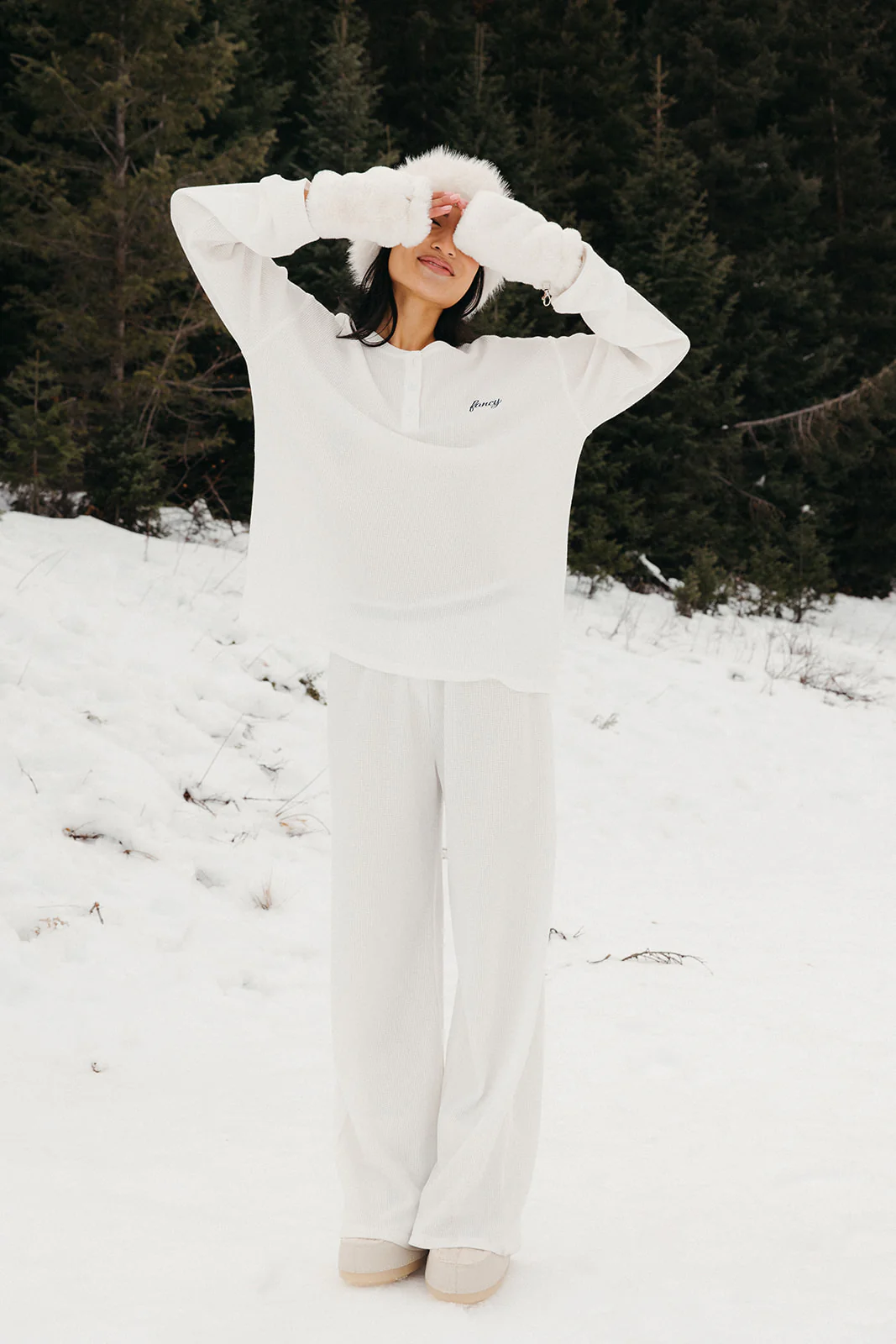 Fancy Buttoned Waffle Long Sleeve - Snow White - Image 28