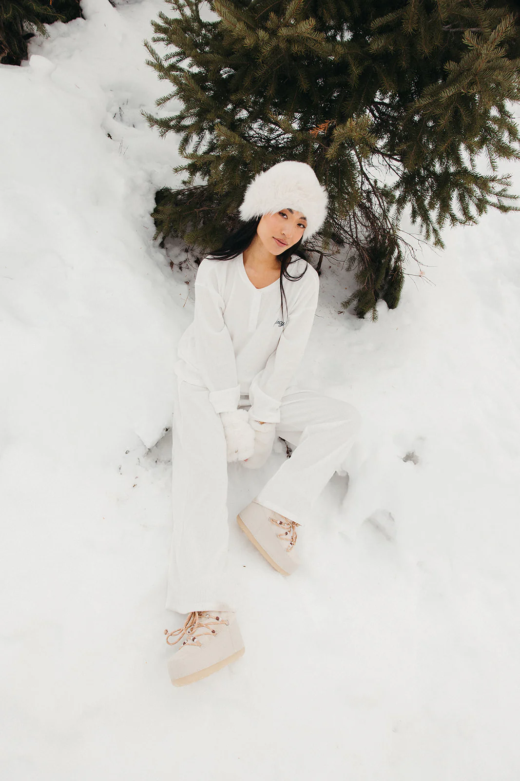 Fancy Buttoned Waffle Long Sleeve - Snow White - Image 4