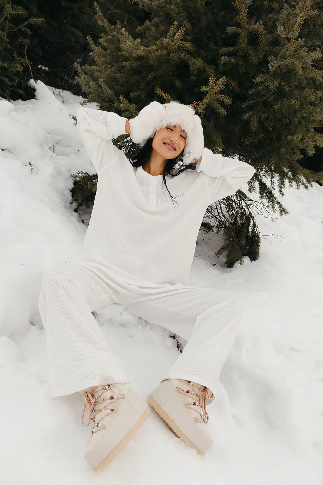 Fancy Buttoned Waffle Long Sleeve - Snow White - Image 7