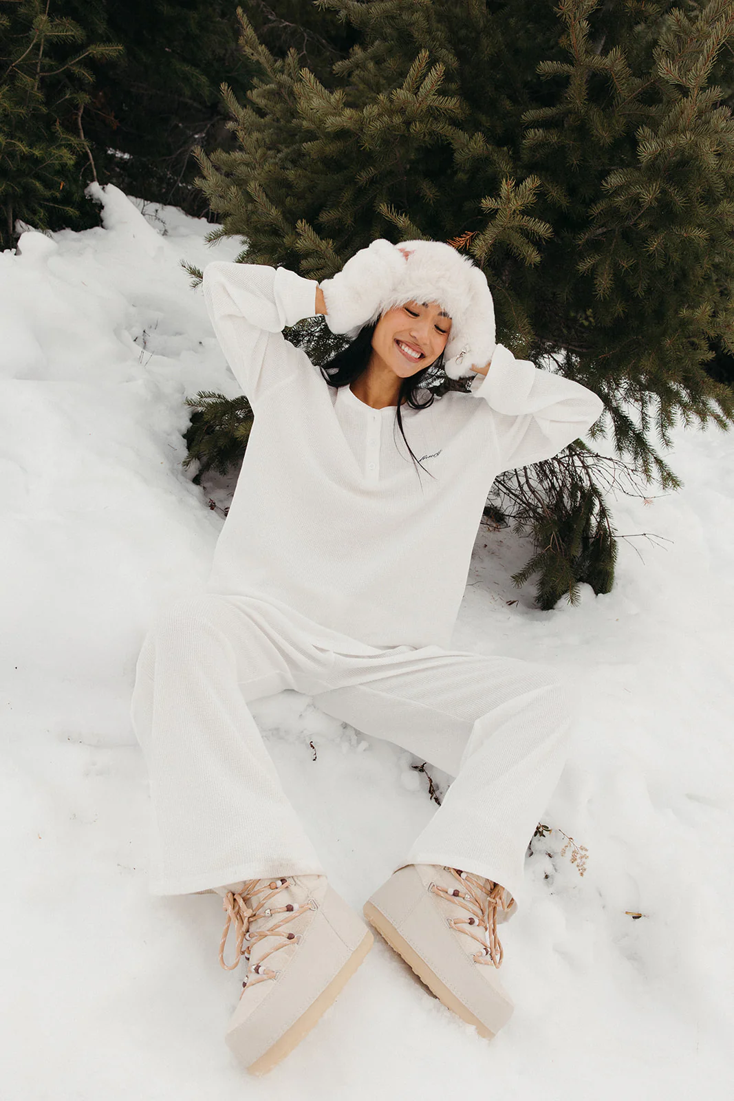 Fancy Buttoned Waffle Long Sleeve - Snow White - Image 8