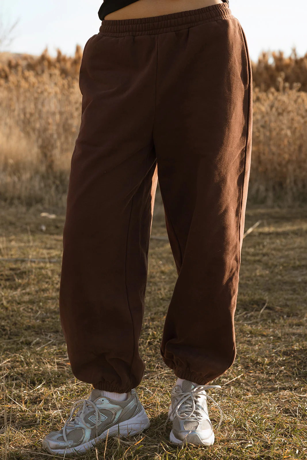 Fancy Fleece Cuffed Leg Sweatpants - Desert Sand Brown - Image 3
