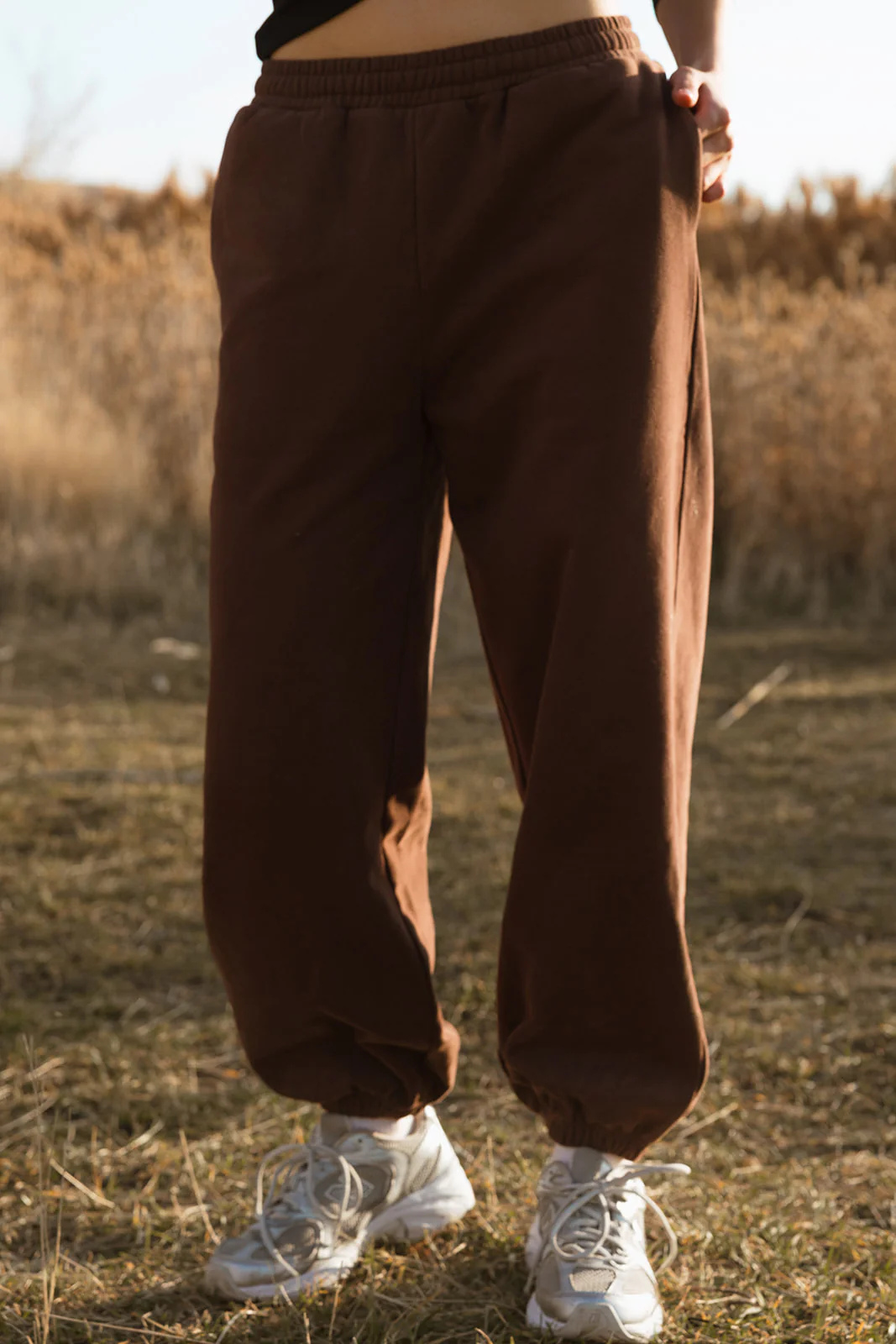 Fancy Fleece Cuffed Leg Sweatpants - Desert Sand Brown - Image 4