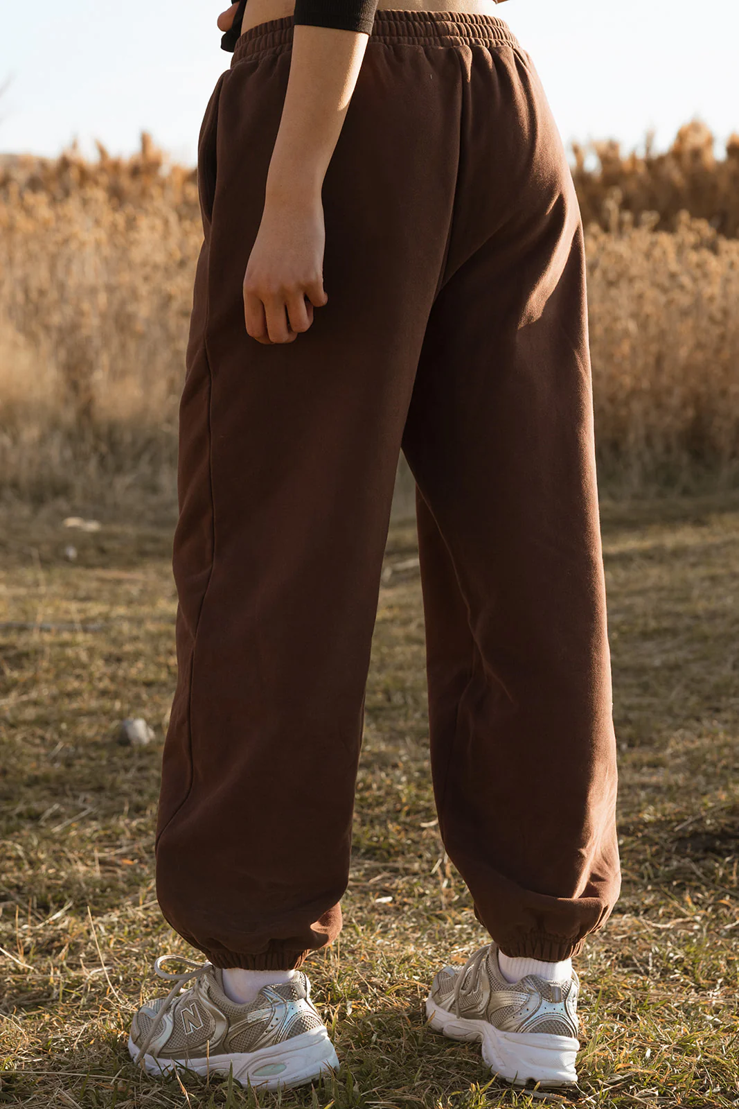 Fancy Fleece Cuffed Leg Sweatpants - Desert Sand Brown - Image 7