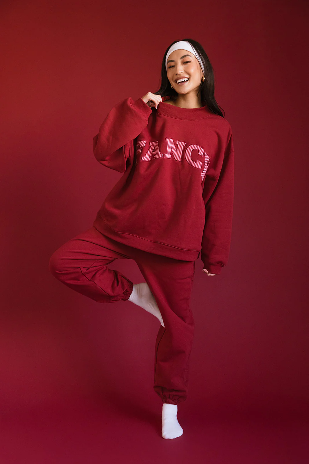 Fancy Fleece Cuffed Leg Sweatpants - Peppermint - Image 3