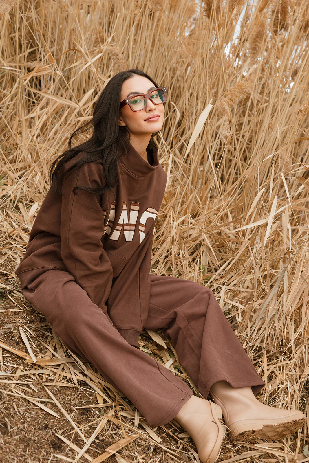 Fancy Fleece Wide Leg Sweatpants - Desert Sand Brown - Image 10