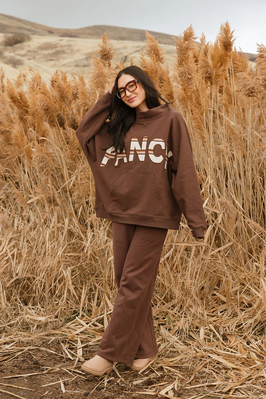 Fancy Fleece Wide Leg Sweatpants - Desert Sand Brown - Image 4