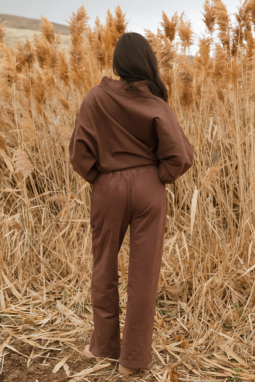 Fancy Fleece Wide Leg Sweatpants - Desert Sand Brown - Image 7