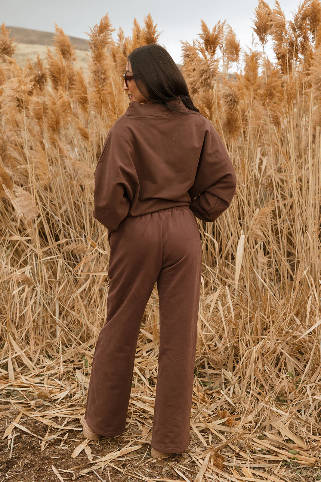 Fancy Fleece Wide Leg Sweatpants - Desert Sand Brown - Image 8