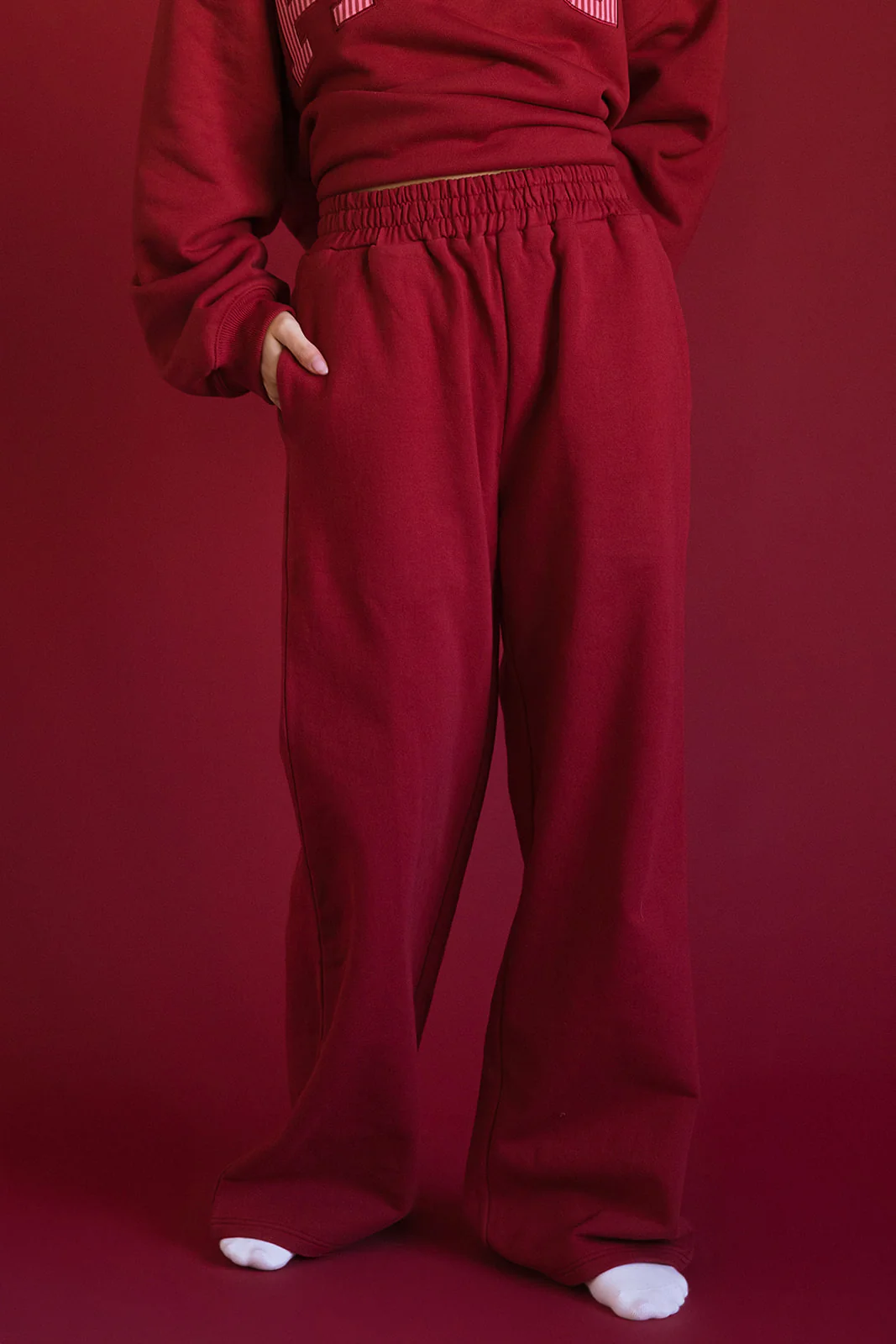 Fancy Fleece Wide Leg Sweatpants - Peppermint - Image 3