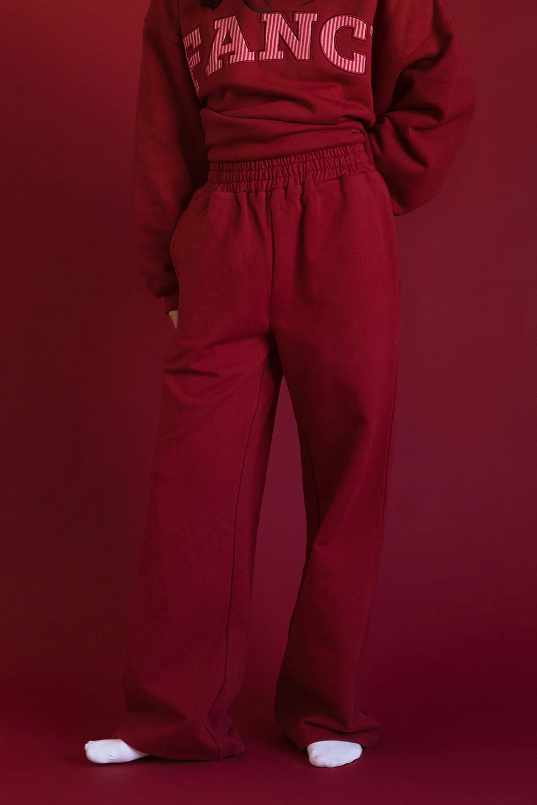 Fancy Fleece Wide Leg Sweatpants - Peppermint - Image 4