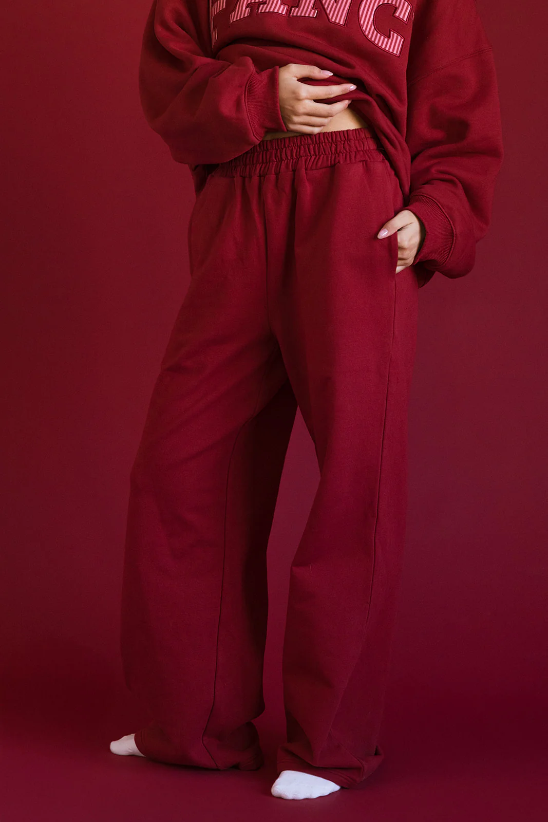 Fancy Fleece Wide Leg Sweatpants - Peppermint - Image 5