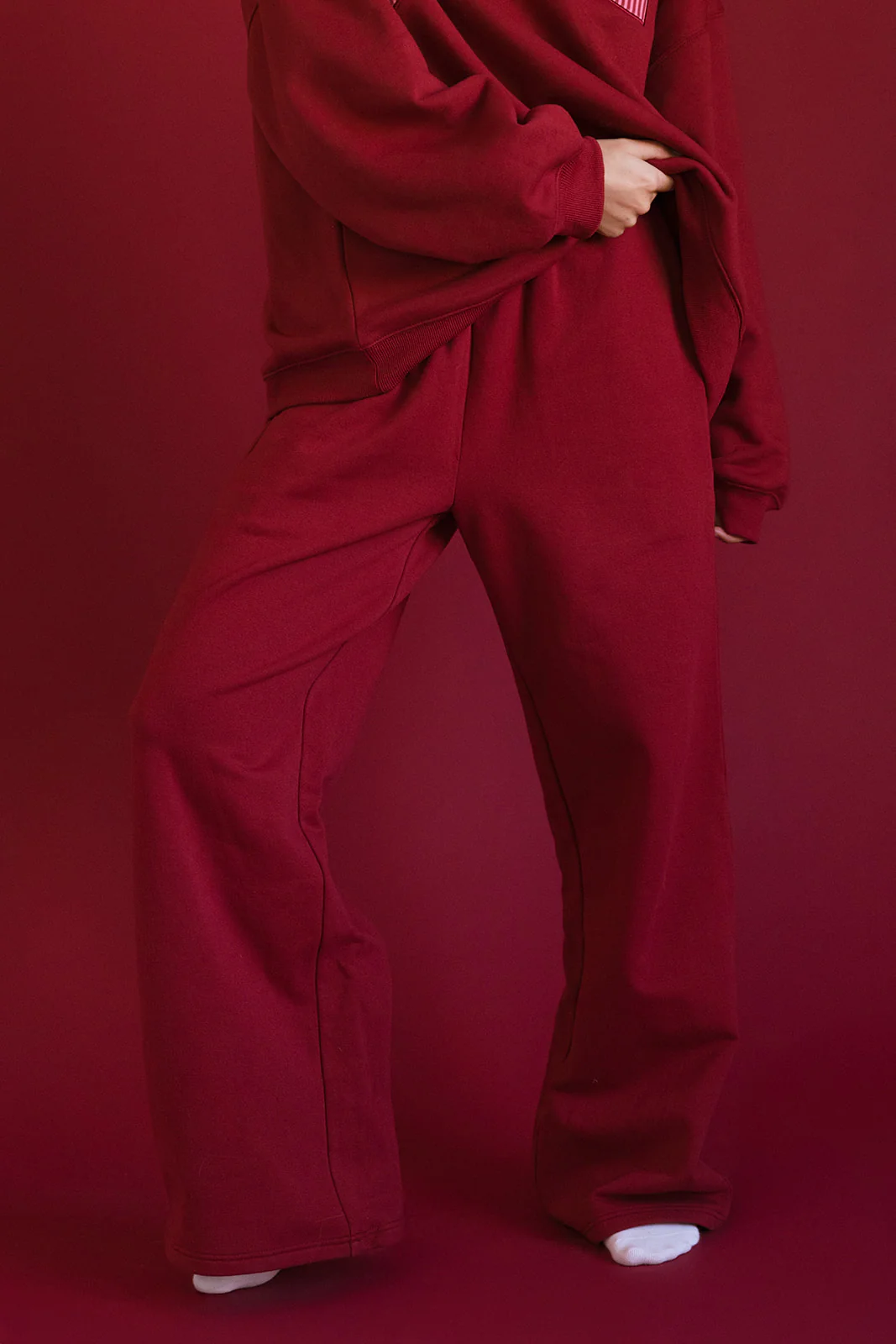 Fancy Fleece Wide Leg Sweatpants - Peppermint - Image 9