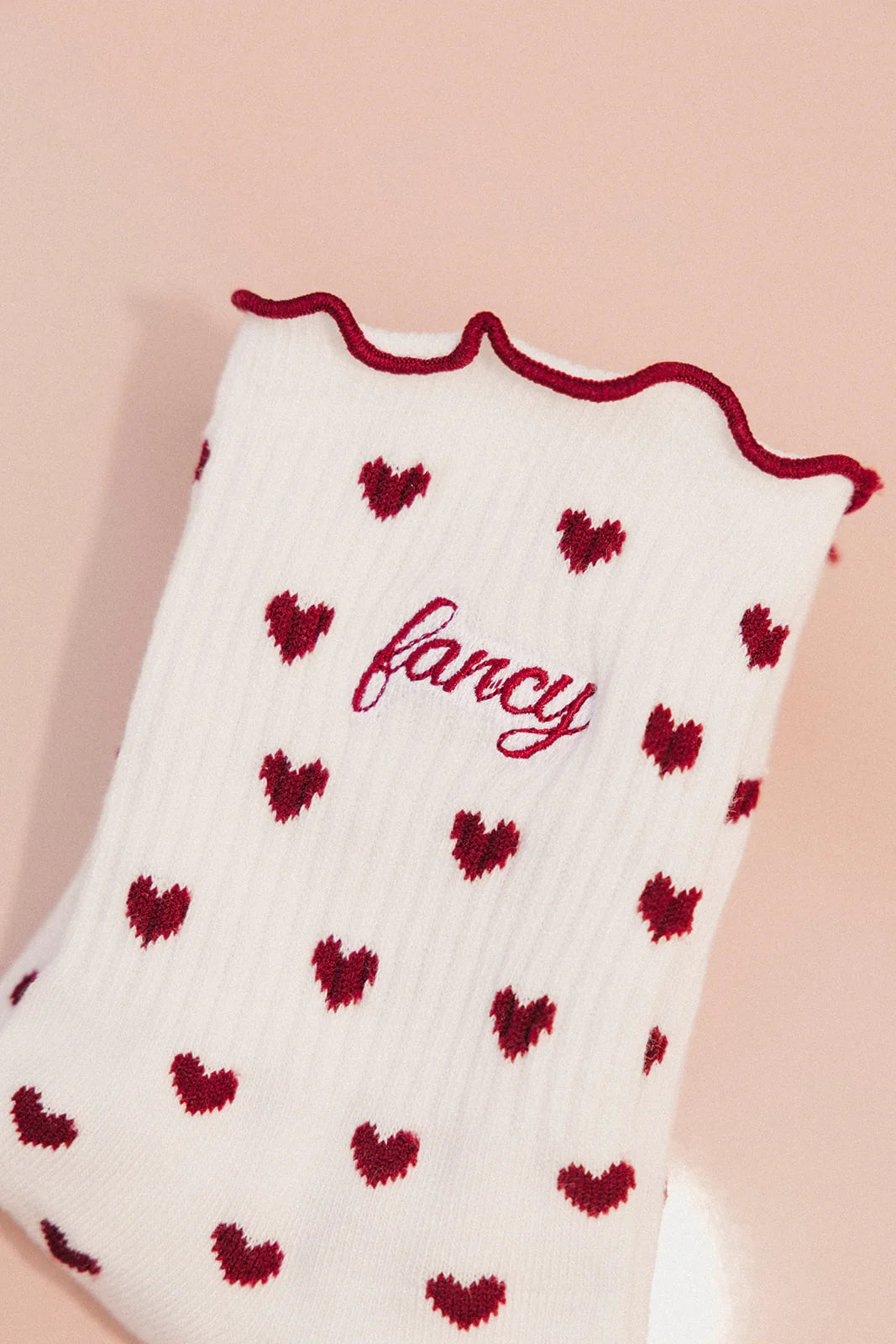 Fancy Heart Ruffle Socks- Black Cherry - Image 5