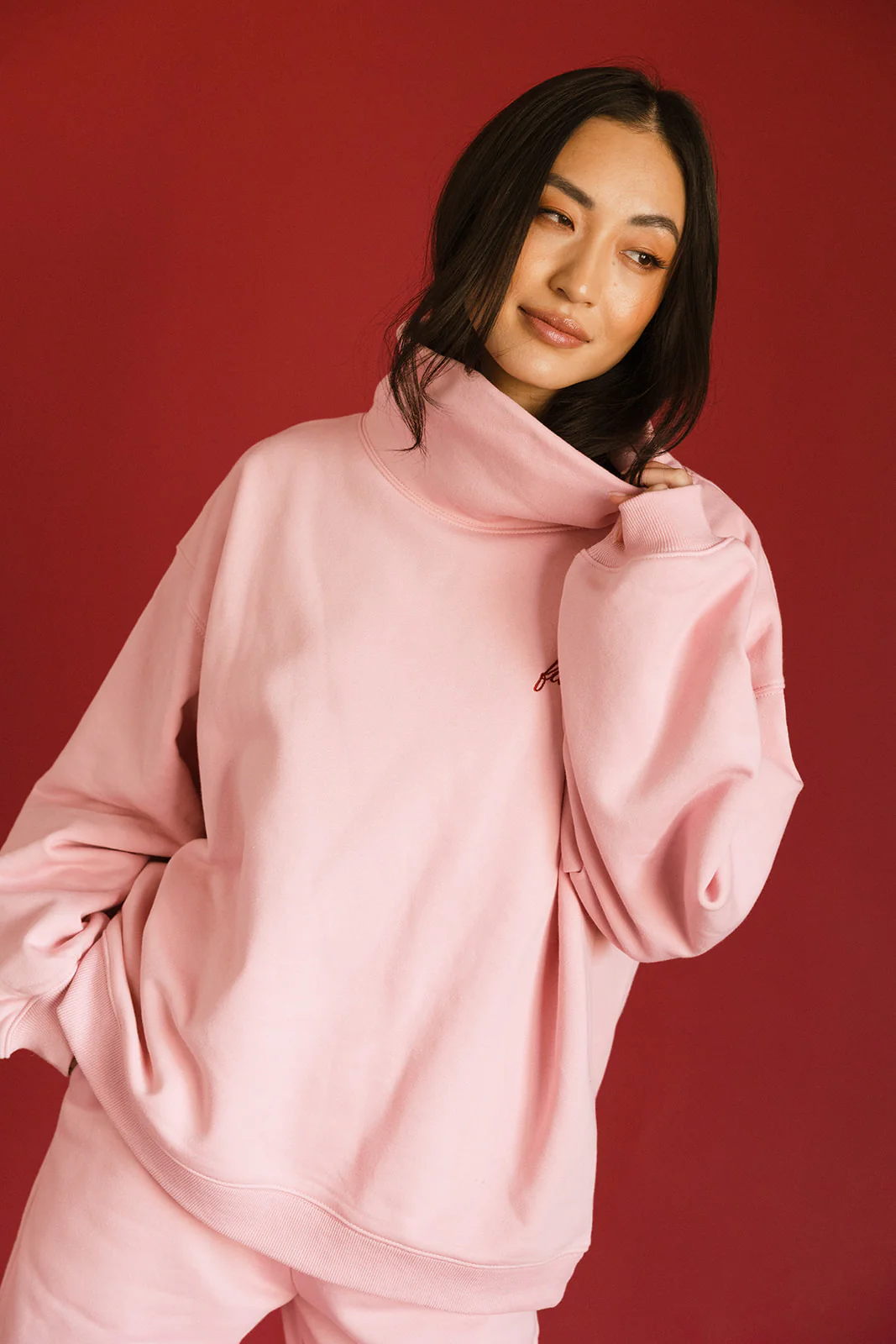 Fancy Oversized Fleece Embroidered Rolled Neck - Gumdrop - Image 17