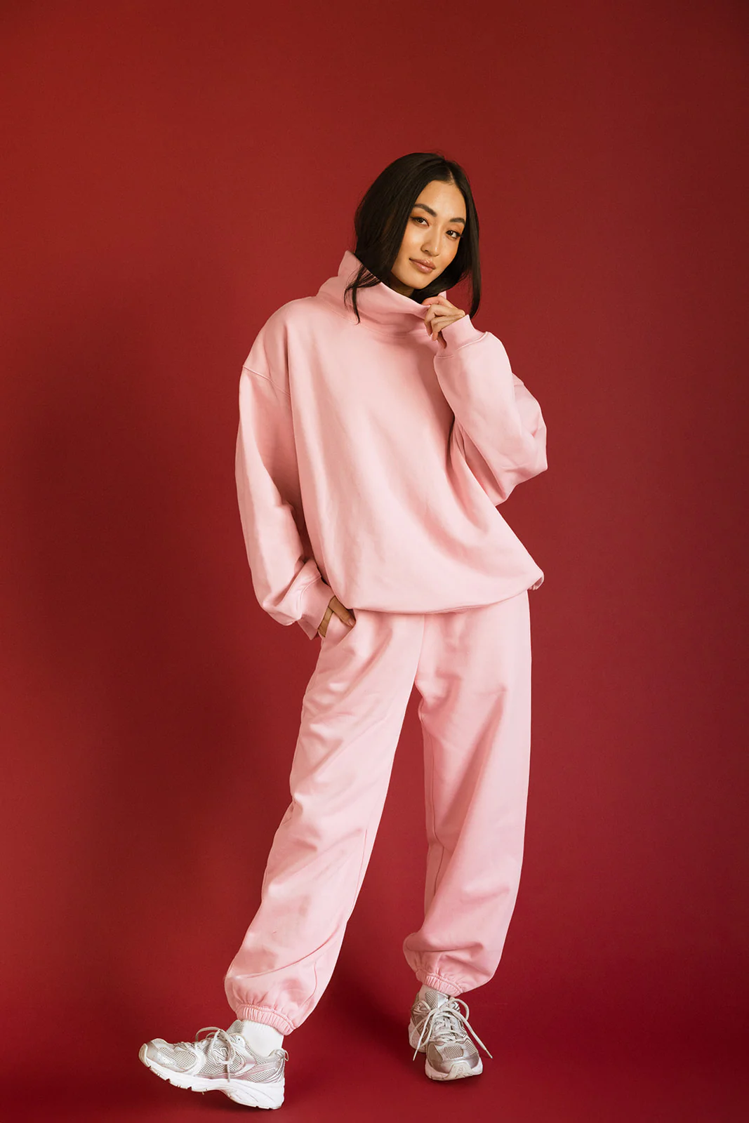 Fancy Oversized Fleece Embroidered Rolled Neck - Gumdrop - Image 5