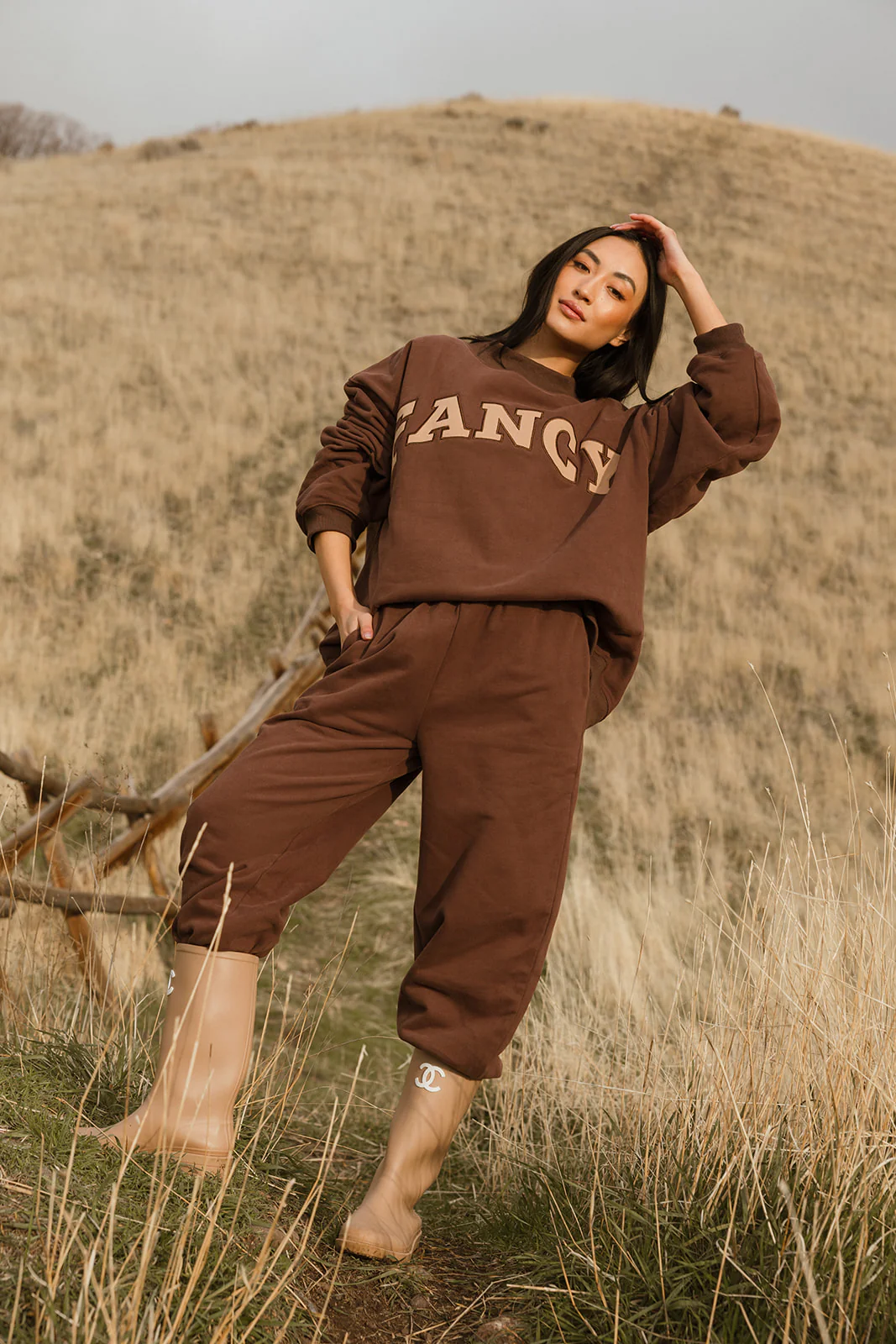 Fancy Oversized Fleece Mockneck - Desert Sand Brown - Image 10