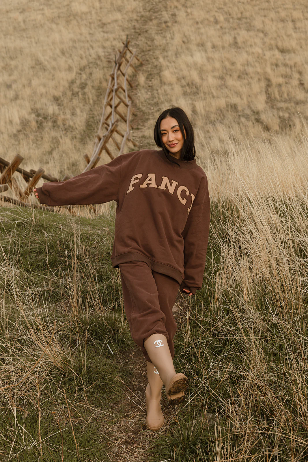Fancy Oversized Fleece Mockneck - Desert Sand Brown - Image 13