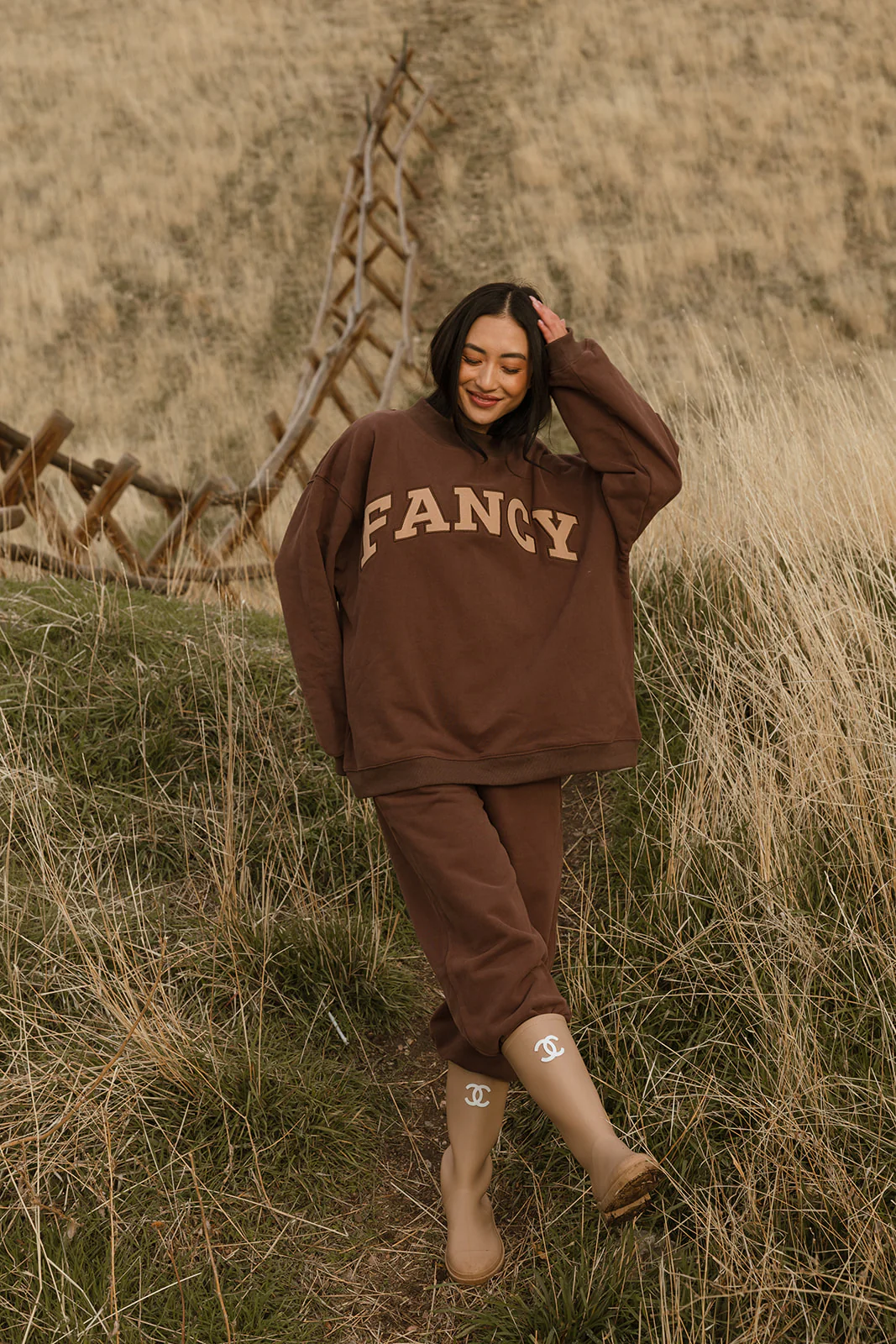 Fancy Oversized Fleece Mockneck - Desert Sand Brown - Image 14