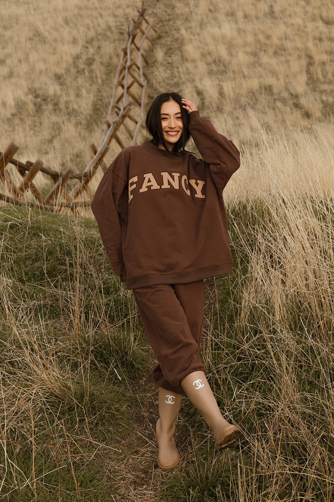 Fancy Oversized Fleece Mockneck - Desert Sand Brown - Image 15