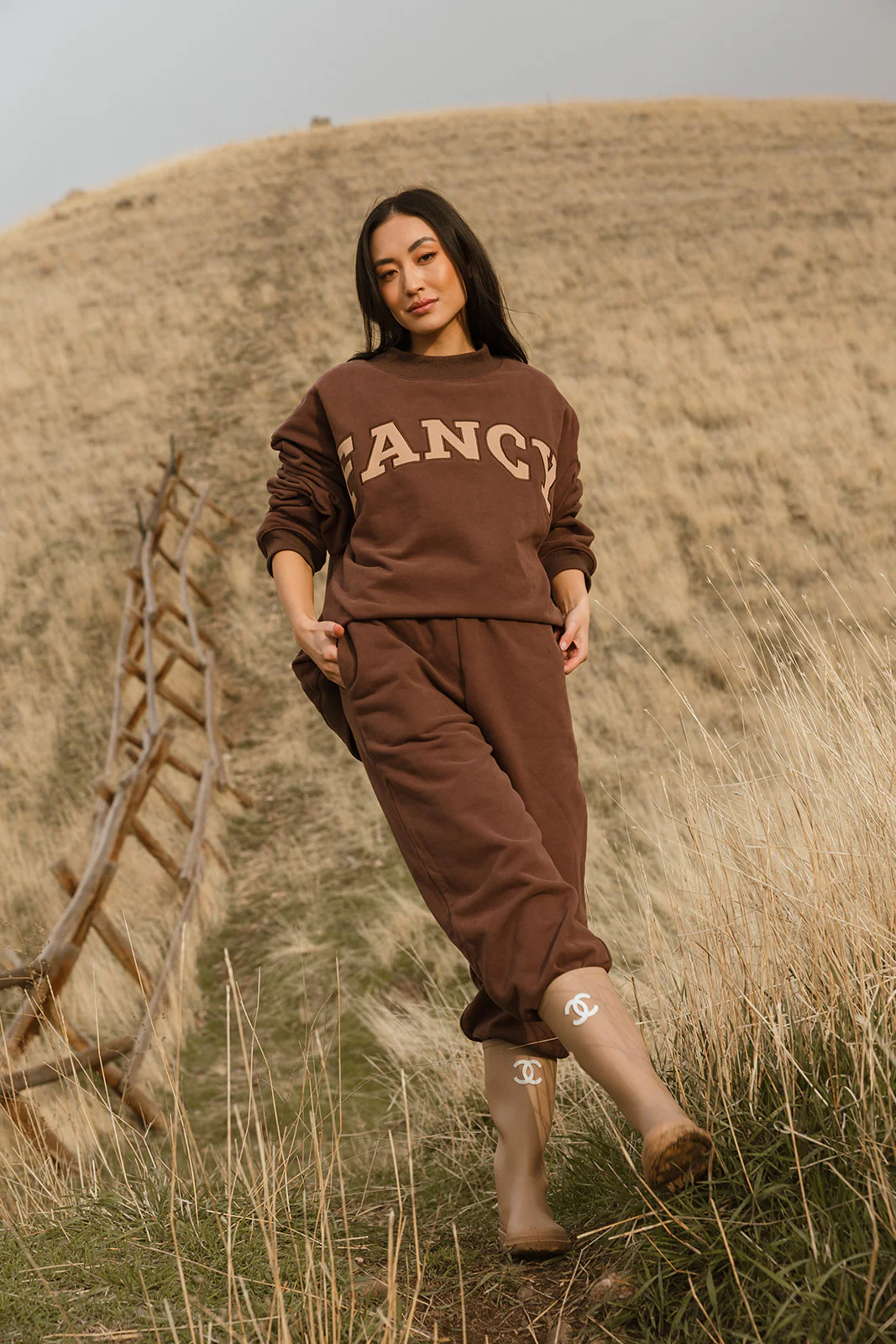 Fancy Oversized Fleece Mockneck - Desert Sand Brown - Image 20