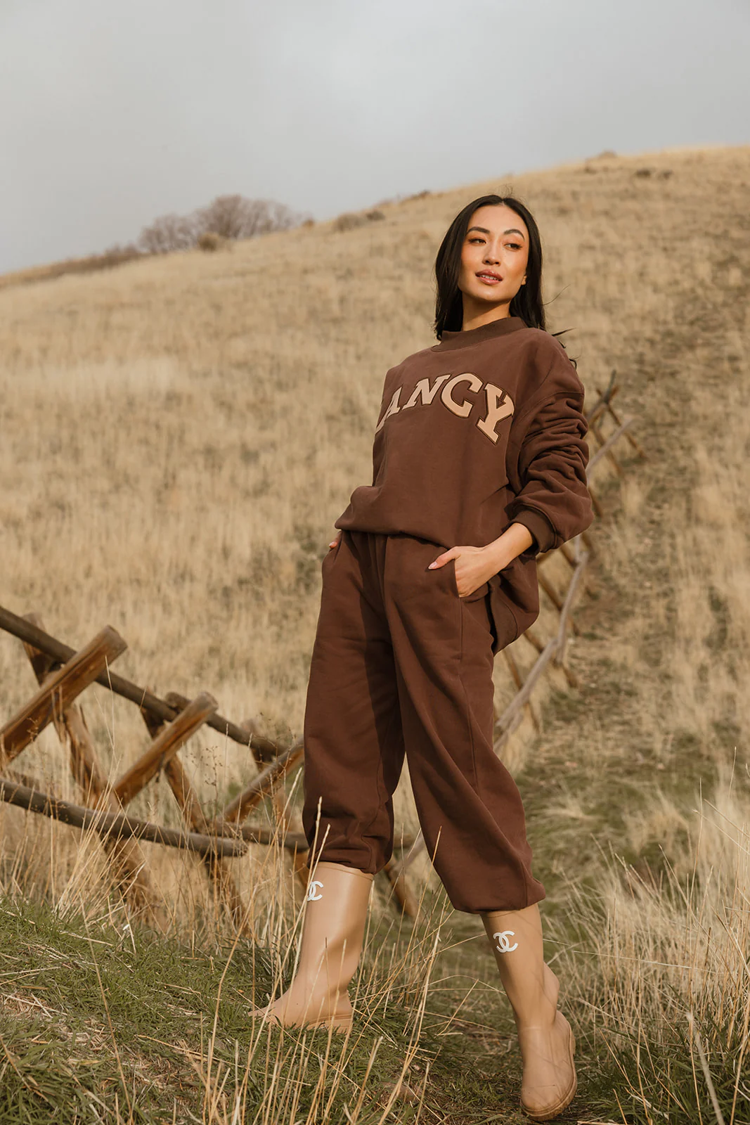 Fancy Oversized Fleece Mockneck - Desert Sand Brown - Image 21