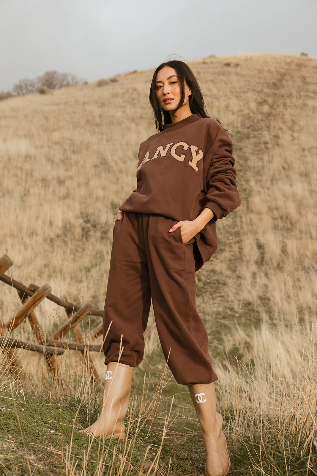 Fancy Oversized Fleece Mockneck - Desert Sand Brown - Image 22