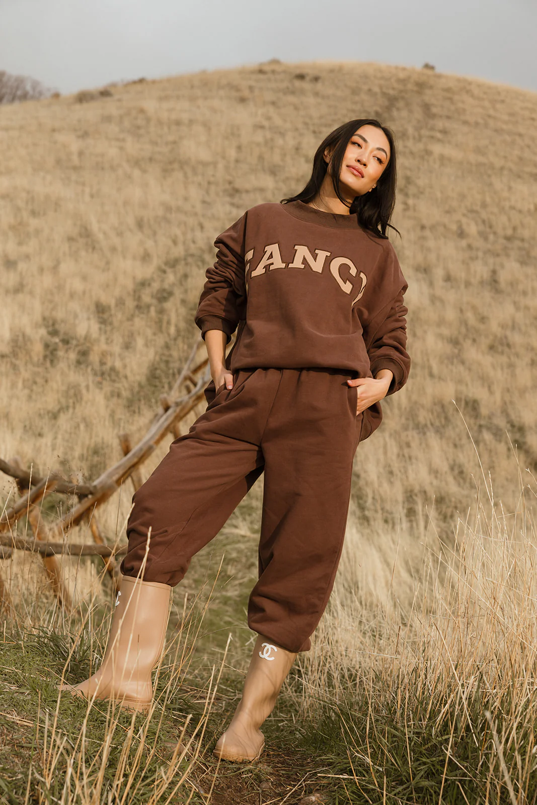 Fancy Oversized Fleece Mockneck - Desert Sand Brown - Image 23