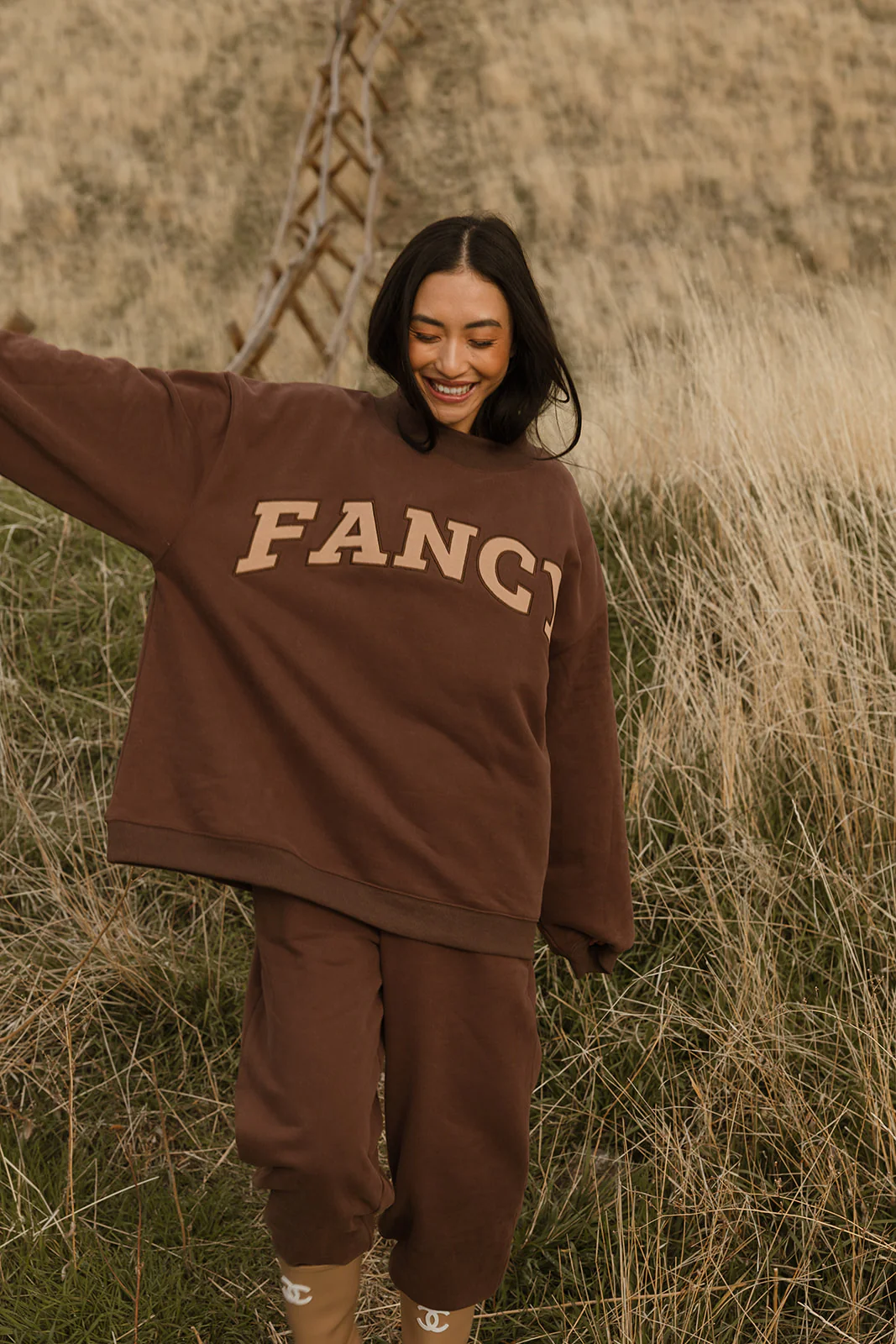 Fancy Oversized Fleece Mockneck - Desert Sand Brown - Image 4
