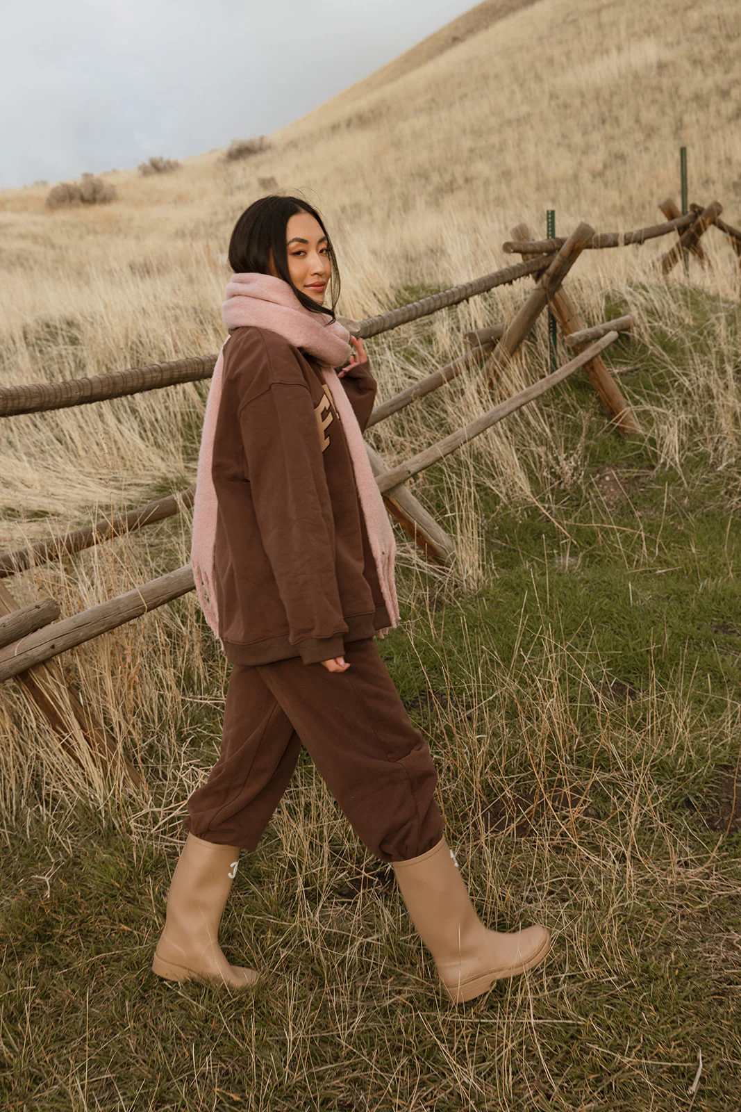 Fancy Oversized Fleece Mockneck - Desert Sand Brown - Image 6