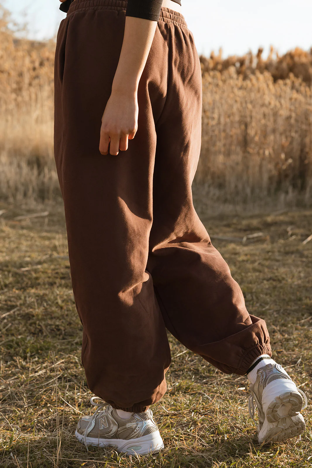 Fancy Oversized Fleece PocketCloud Striped Mockneck - Desert Sand Brown - Image 28
