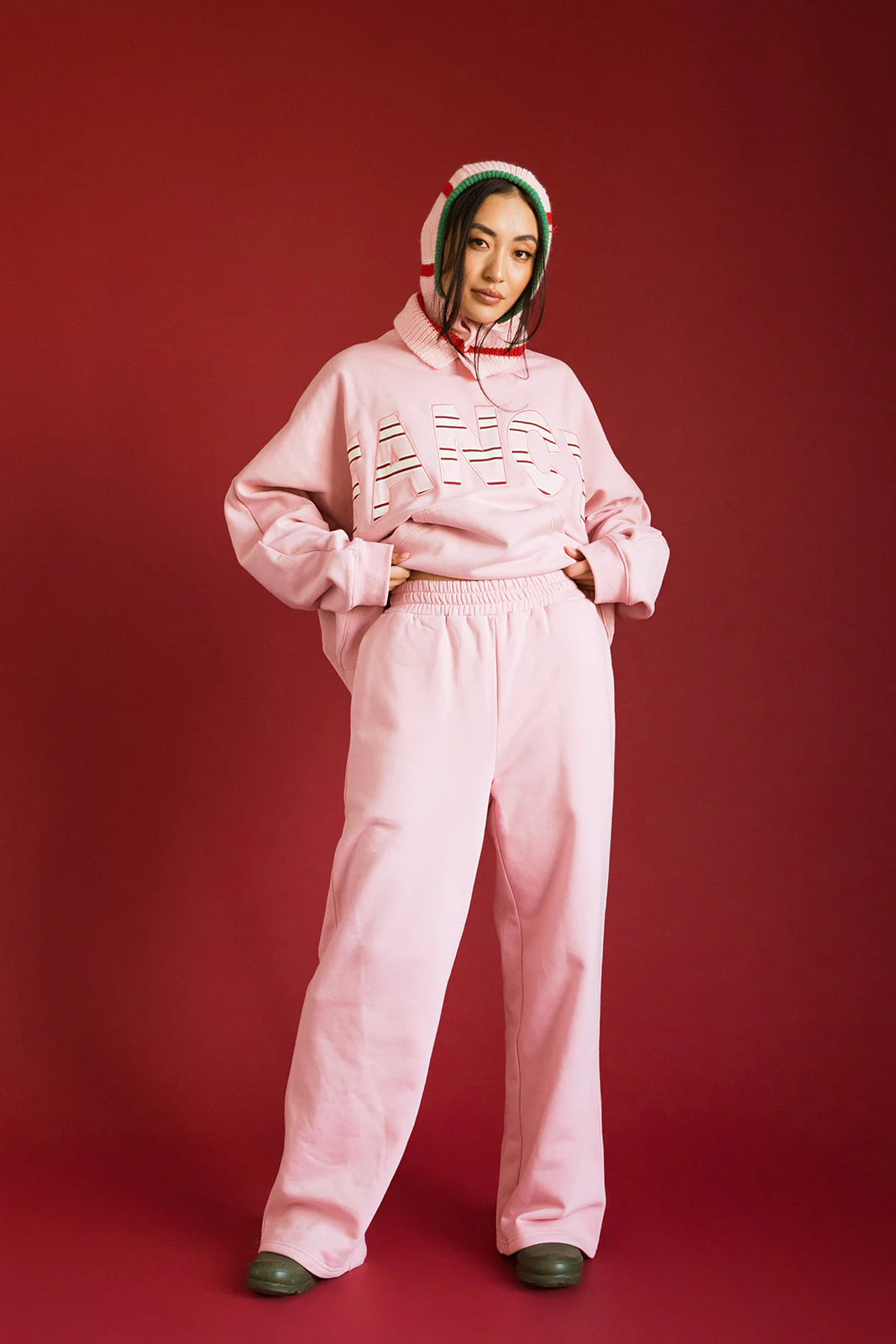 Fancy Oversized Fleece PocketCloud Striped Mockneck - Gumdrop - Image 10