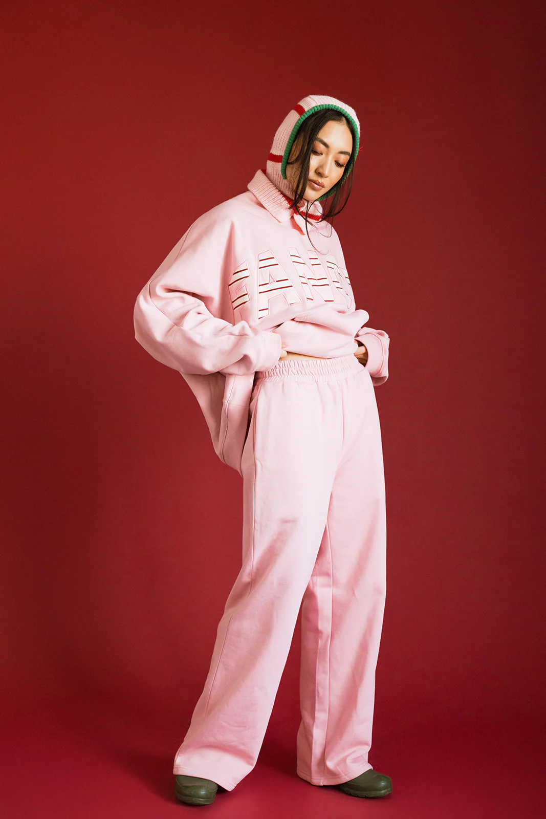 Fancy Oversized Fleece PocketCloud Striped Mockneck - Gumdrop - Image 11