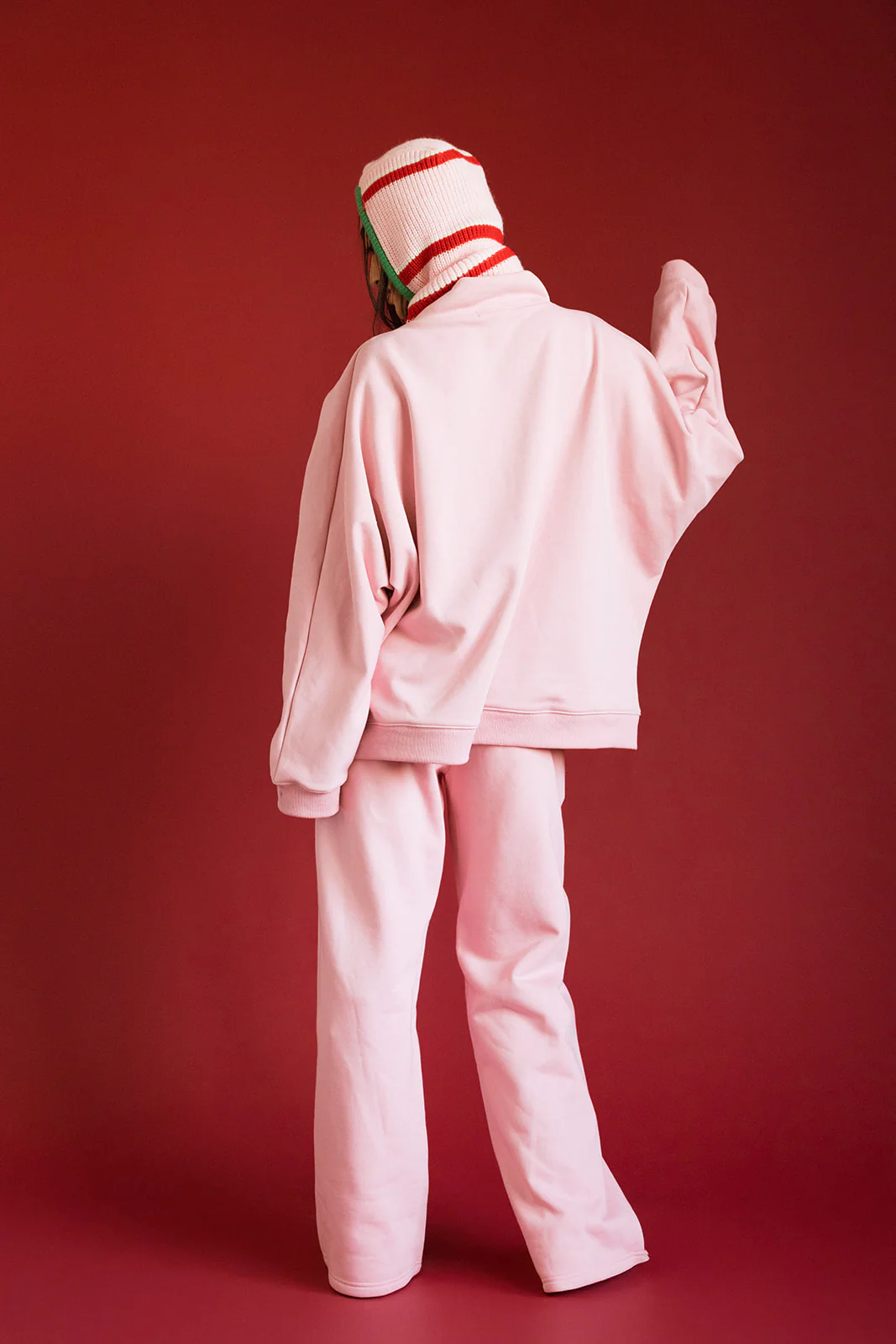 Fancy Oversized Fleece PocketCloud Striped Mockneck - Gumdrop - Image 15