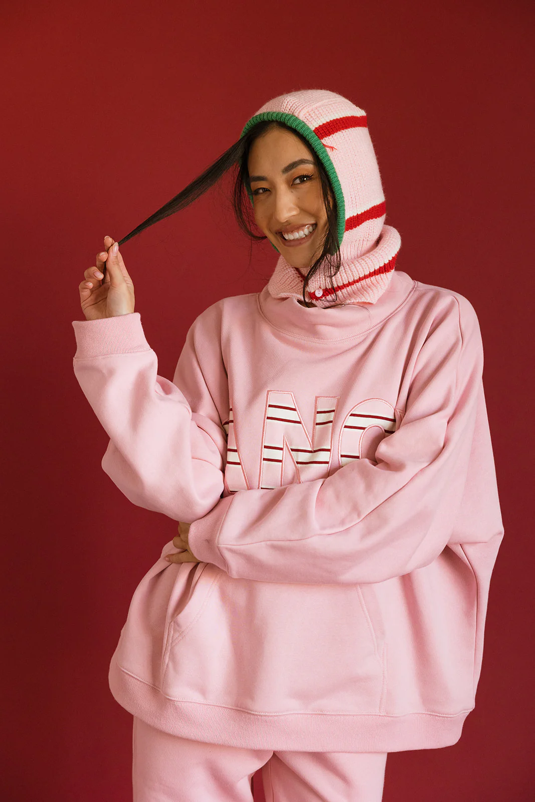 Fancy Oversized Fleece PocketCloud Striped Mockneck - Gumdrop - Image 18