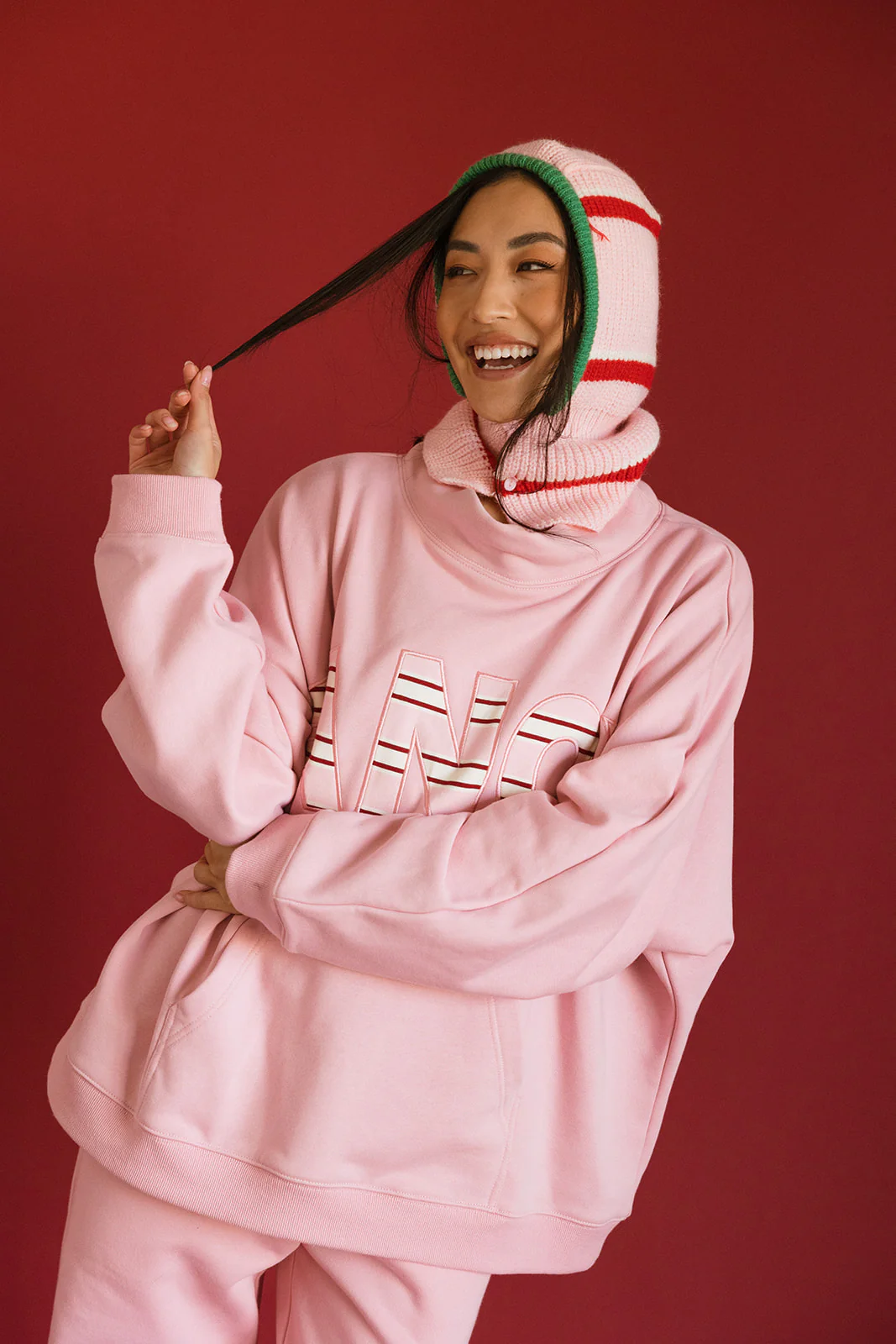 Fancy Oversized Fleece PocketCloud Striped Mockneck - Gumdrop - Image 19